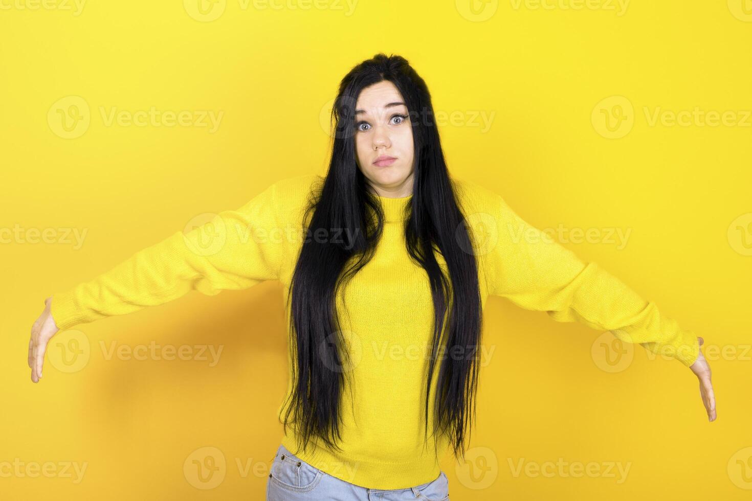 surprised girl with question photo