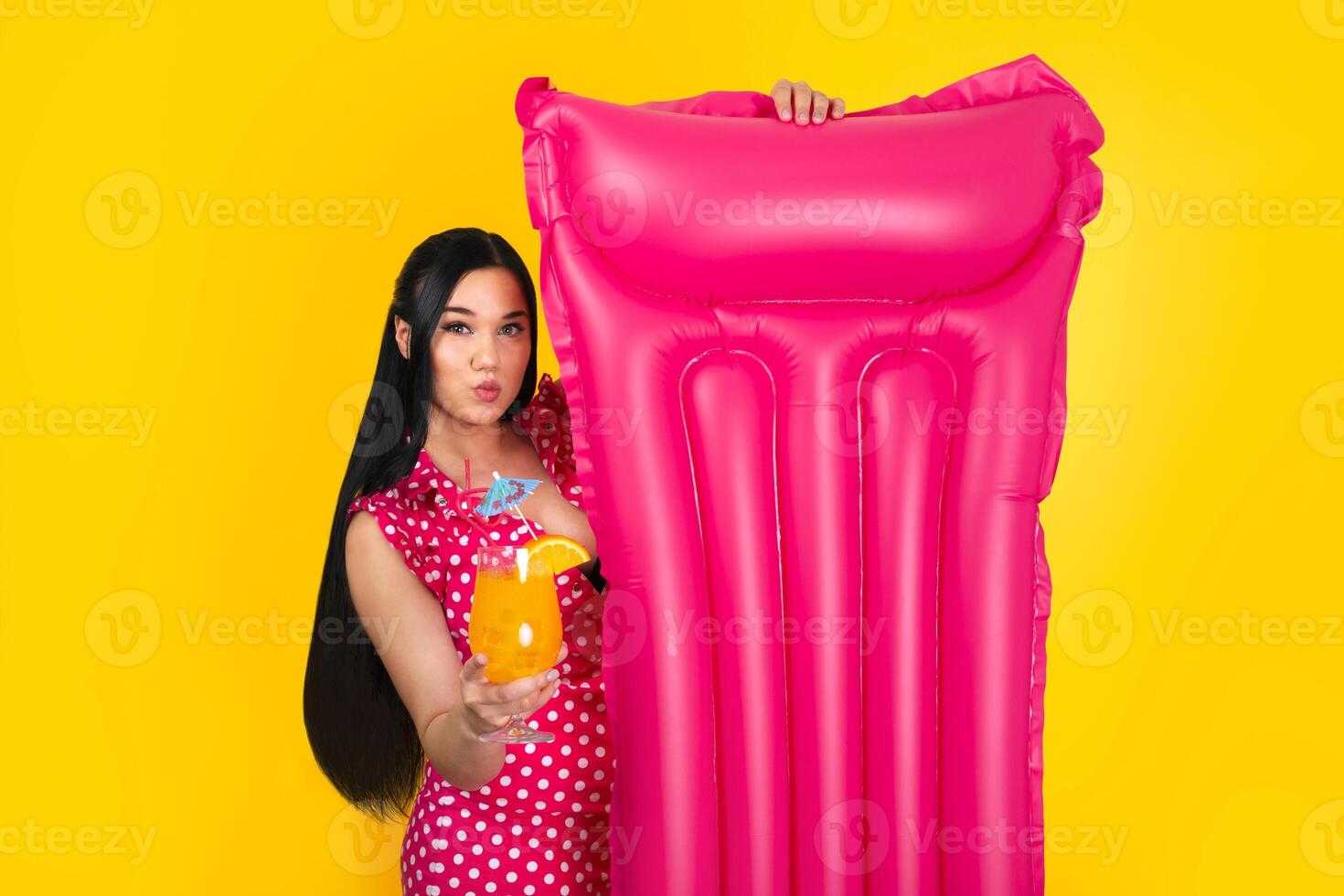 summer girl with a cocktail photo