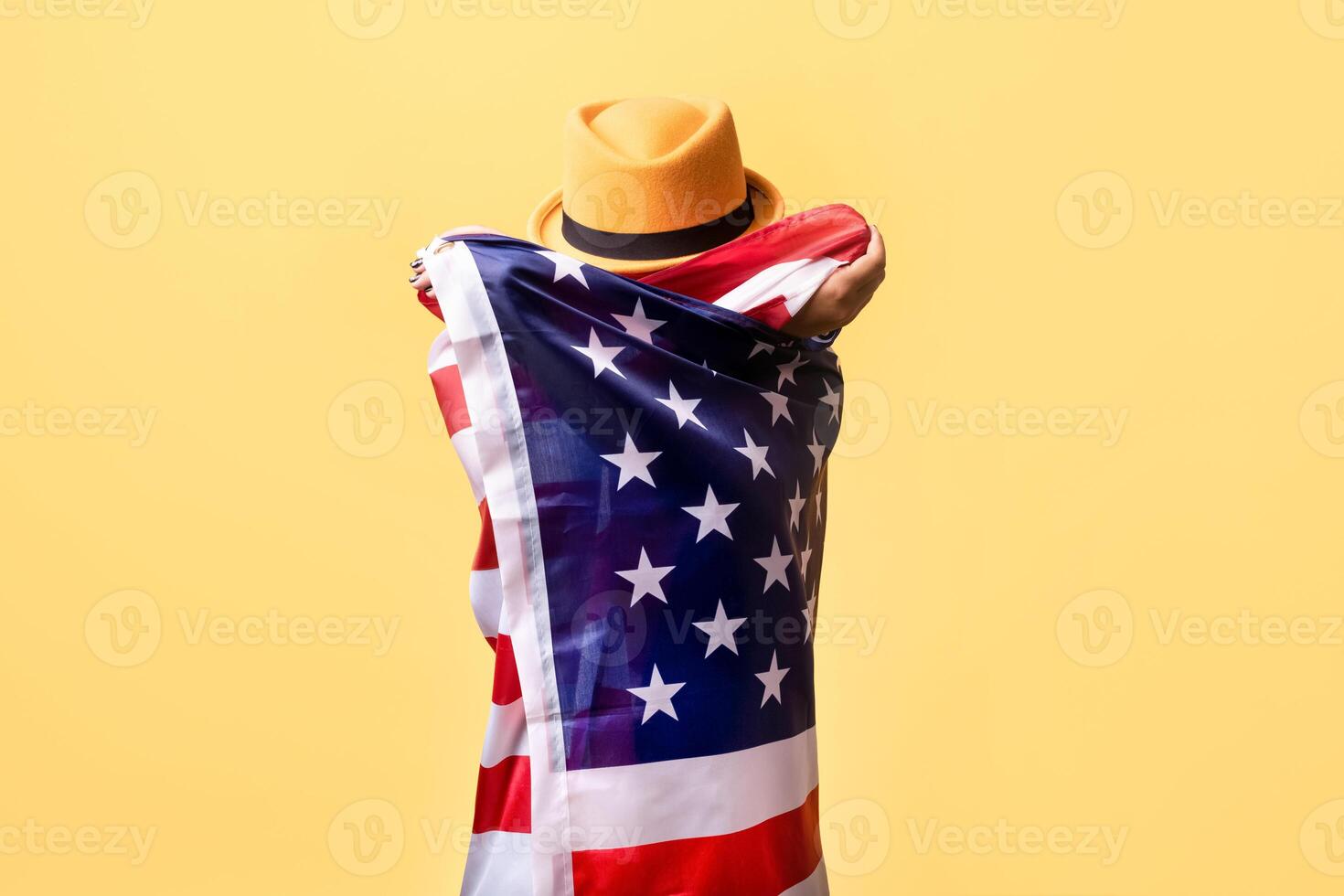 person in the usa flag photo