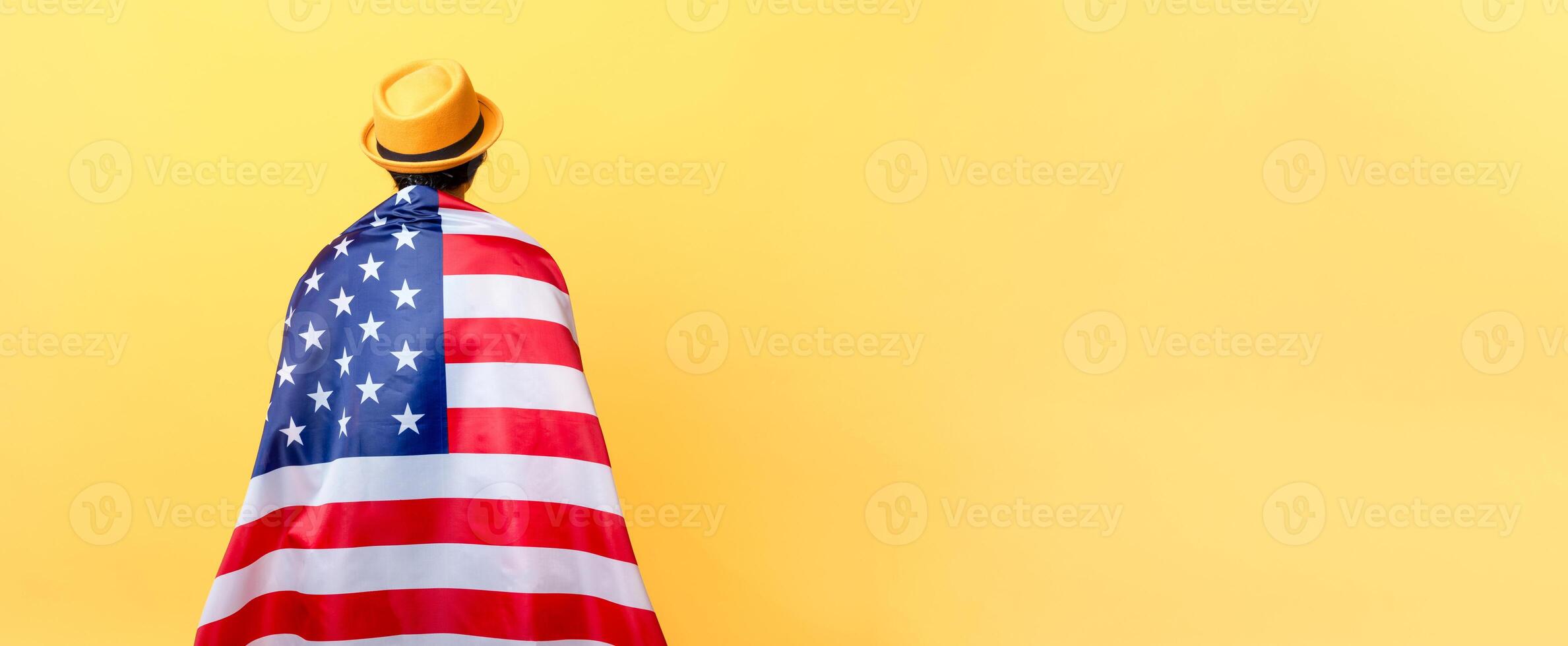 girl in american flag back view photo