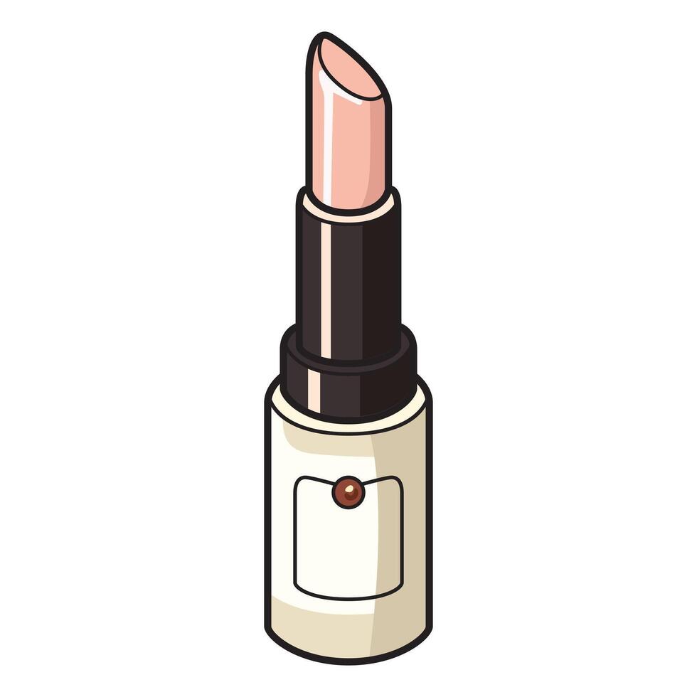 A detailed illustration of a light pink lipstick, showcasing a smooth, elegant tube and a soft, subtle shade. vector
