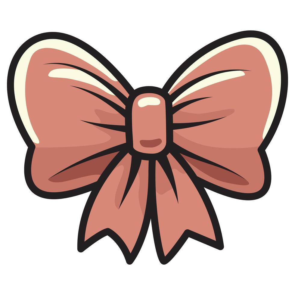 A cute illustration of a pink bow, featuring soft, flowing loops and a delicate, symmetrical design. vector