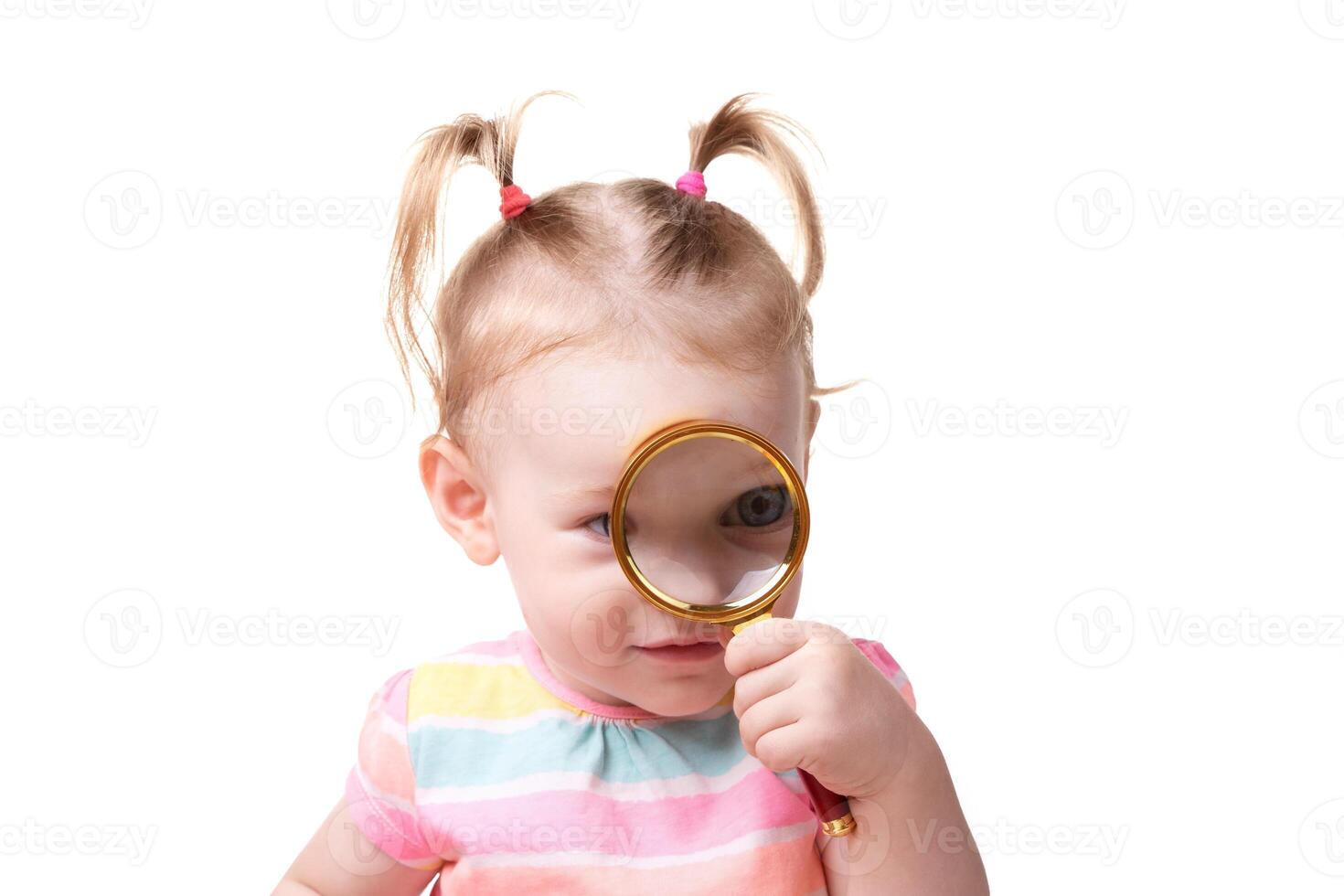girl with magnifier photo