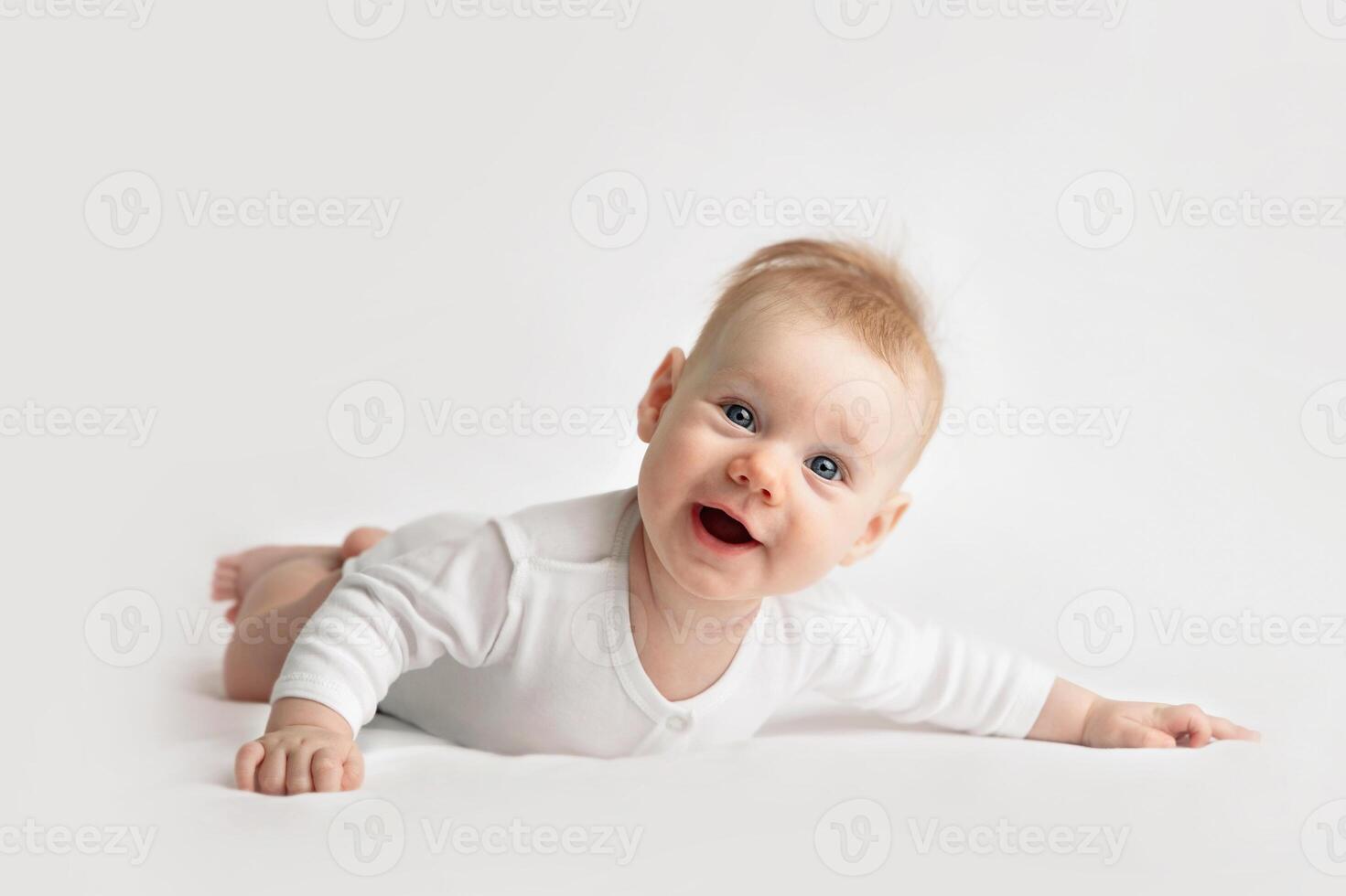 smiling baby on white photo