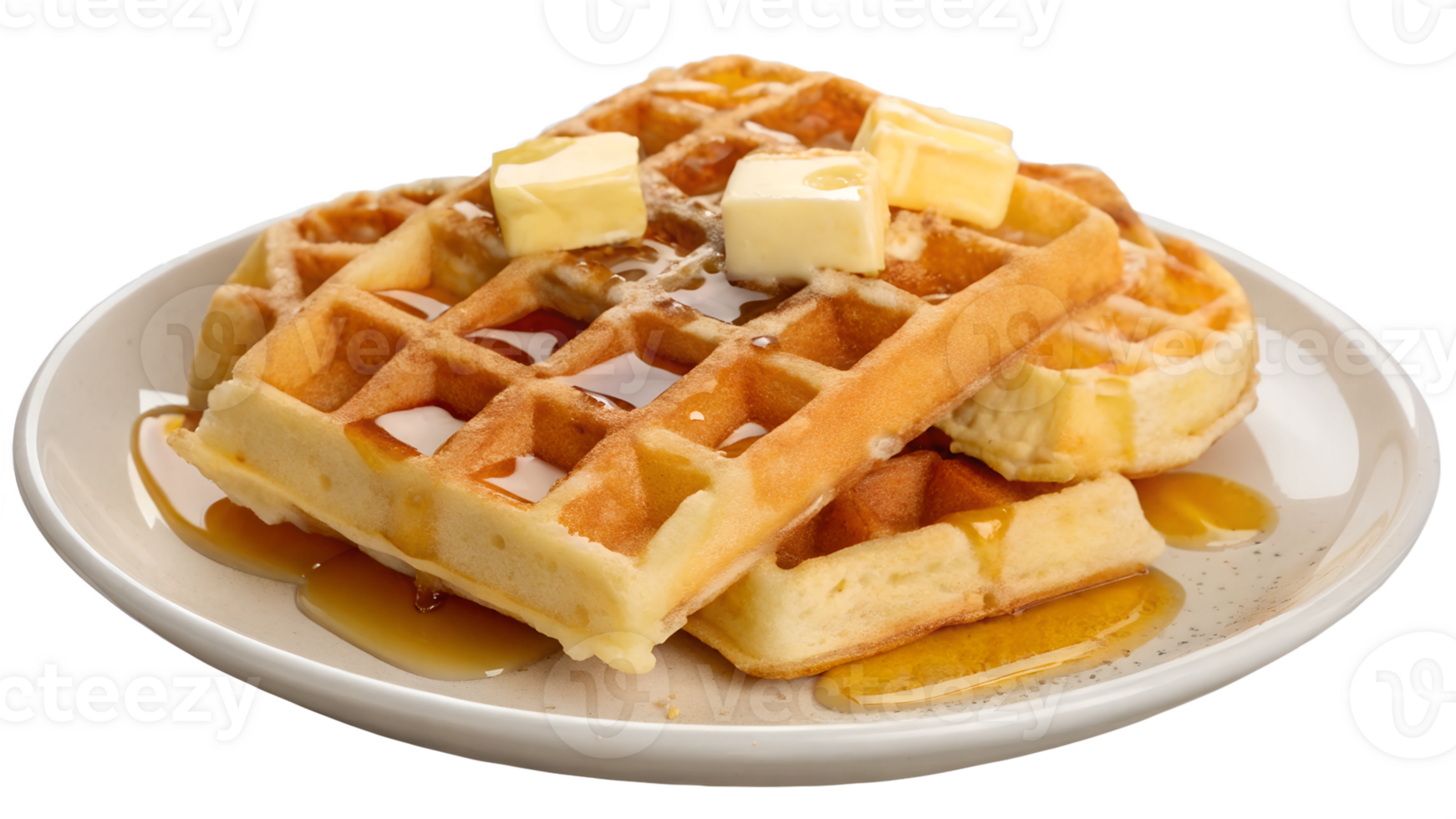 Delicious honey drizzled over freshly made Belgian waffles, a tempting breakfast scene showcasing golden syrup glistening atop warm, fluffy waffles, png