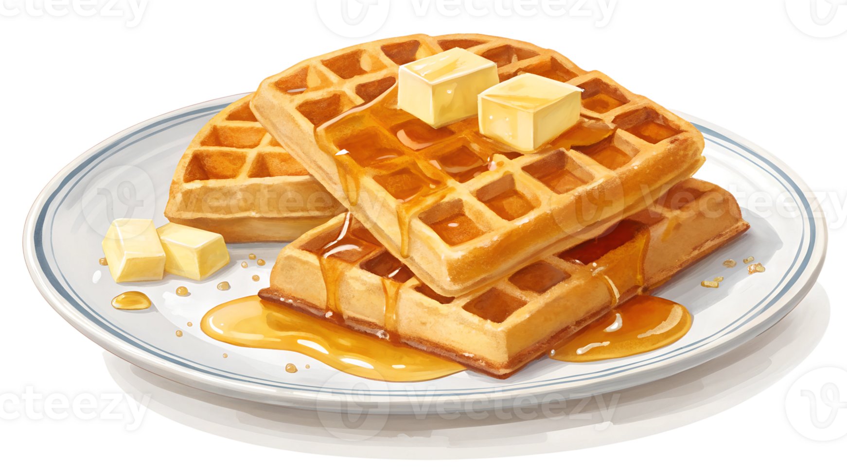 Waffle stack with butter and honey png