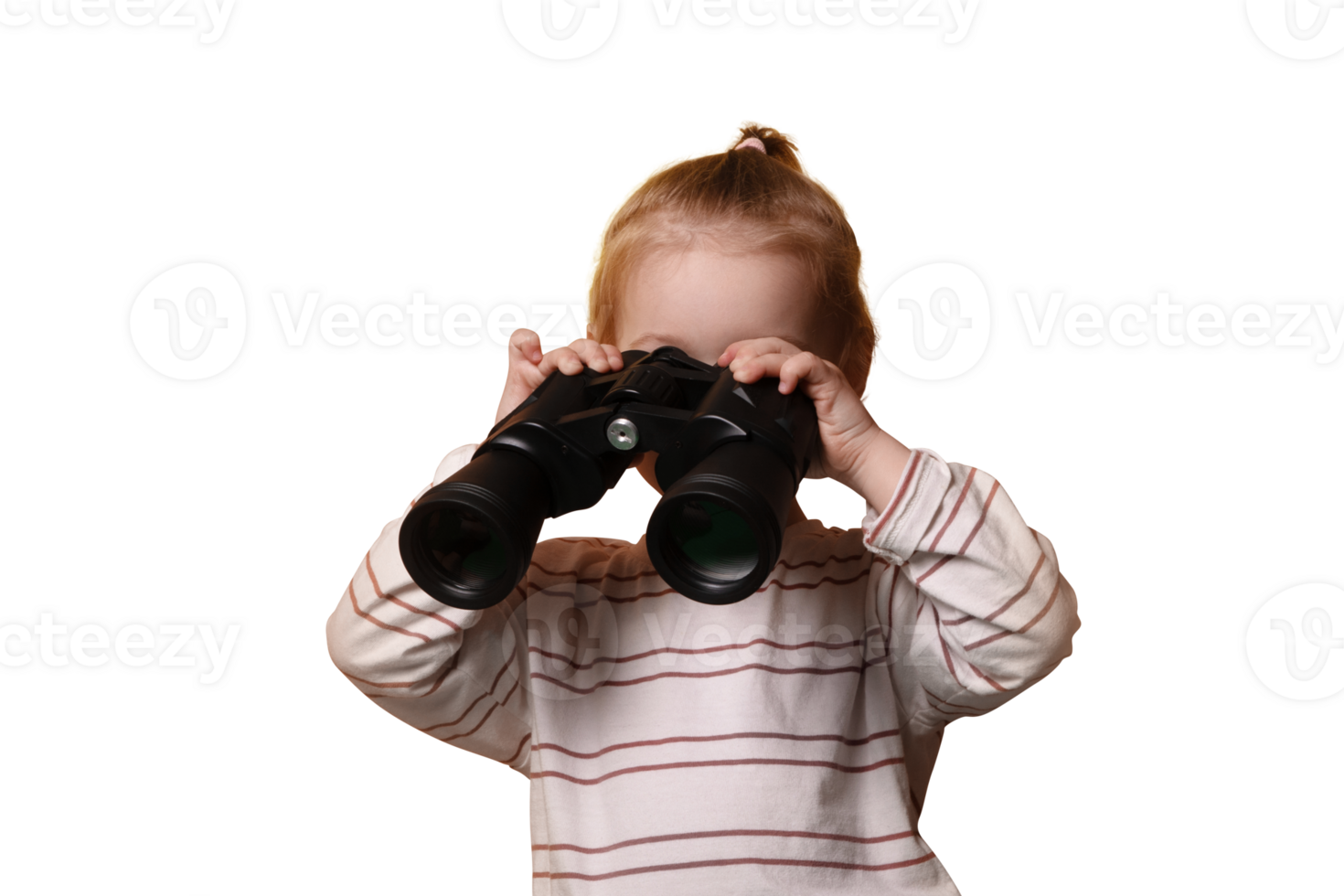 little girl with binocular isolated png
