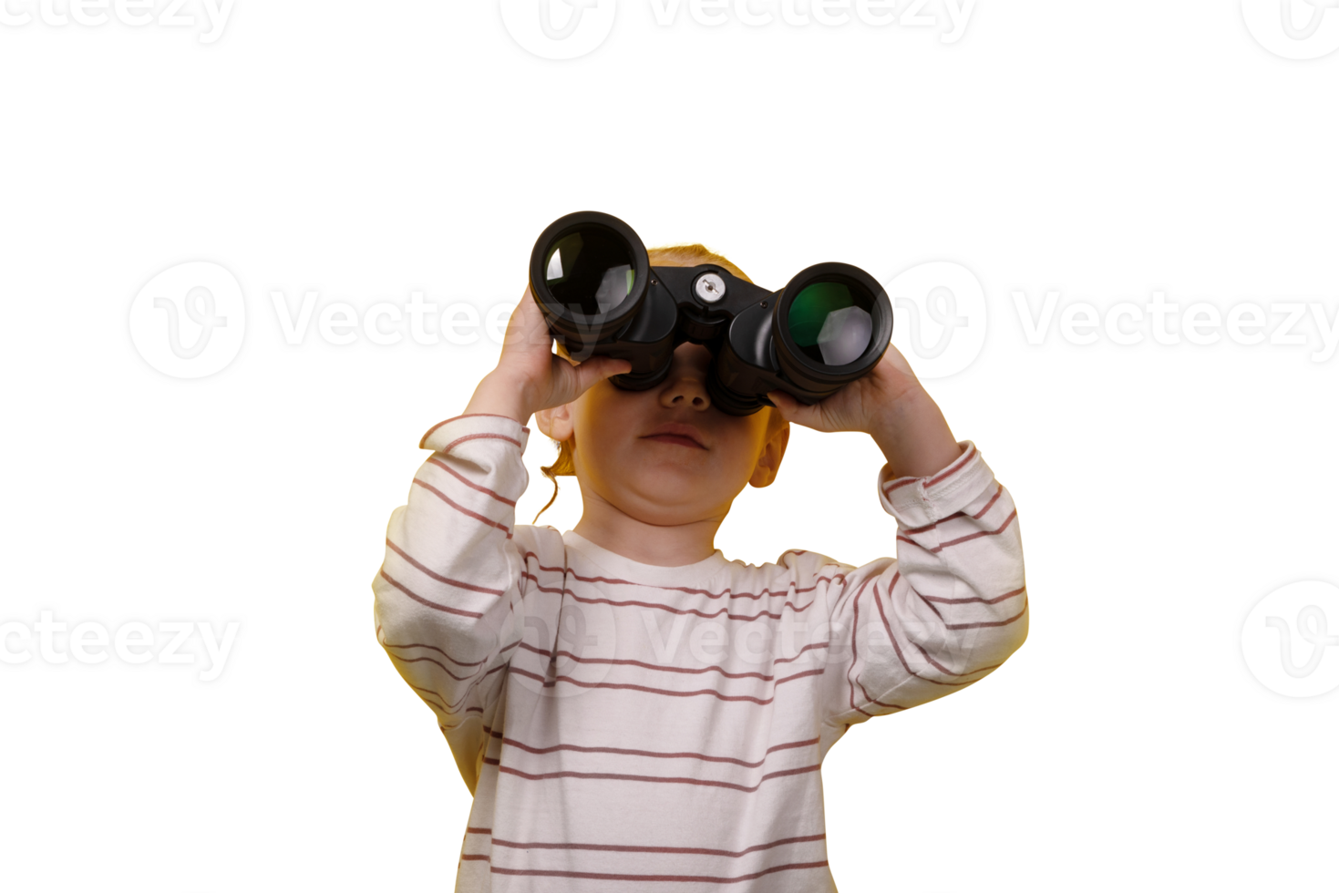 isolate little girl with binocular png
