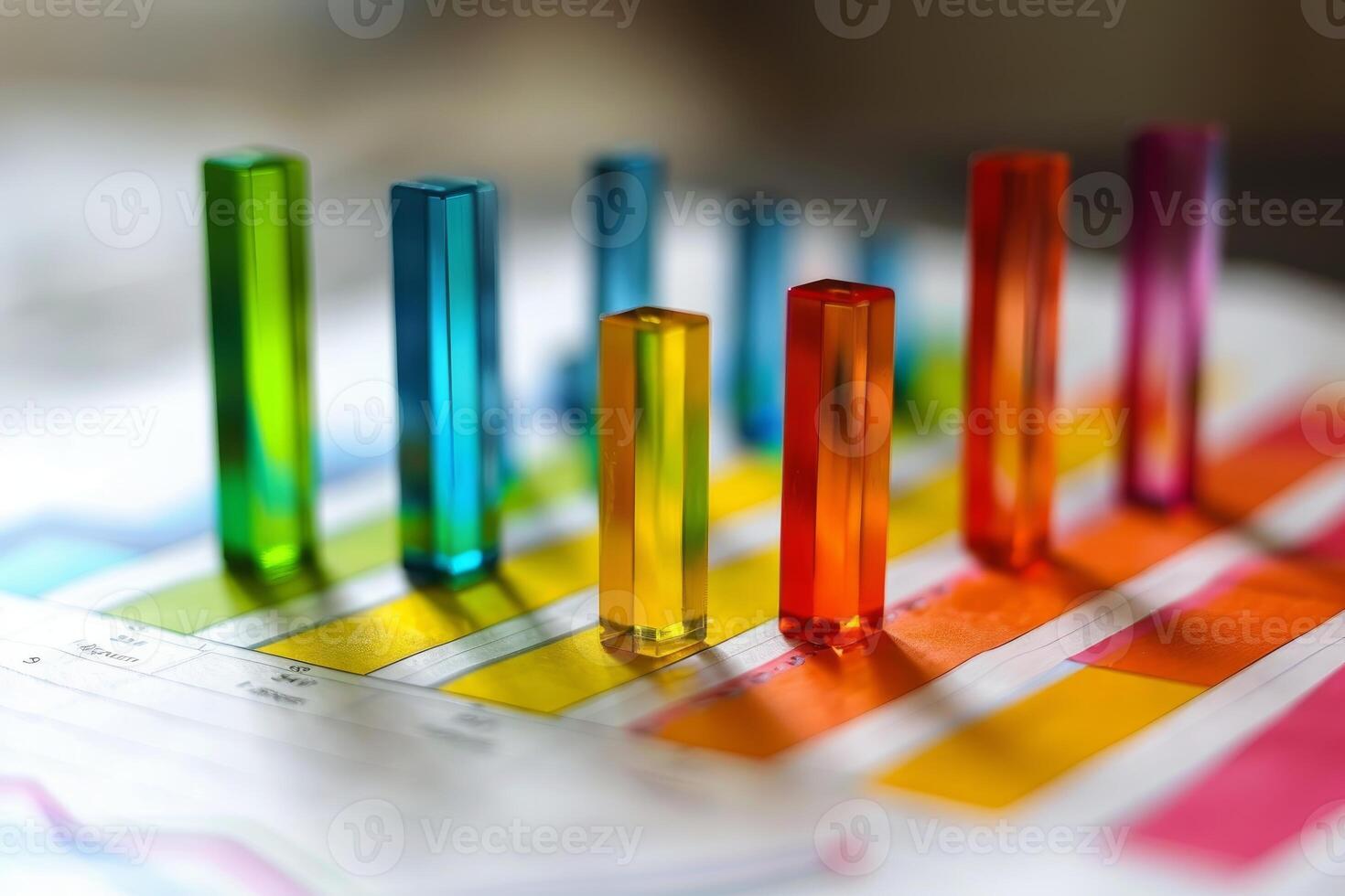 A close up of colorful bars on a graph photo