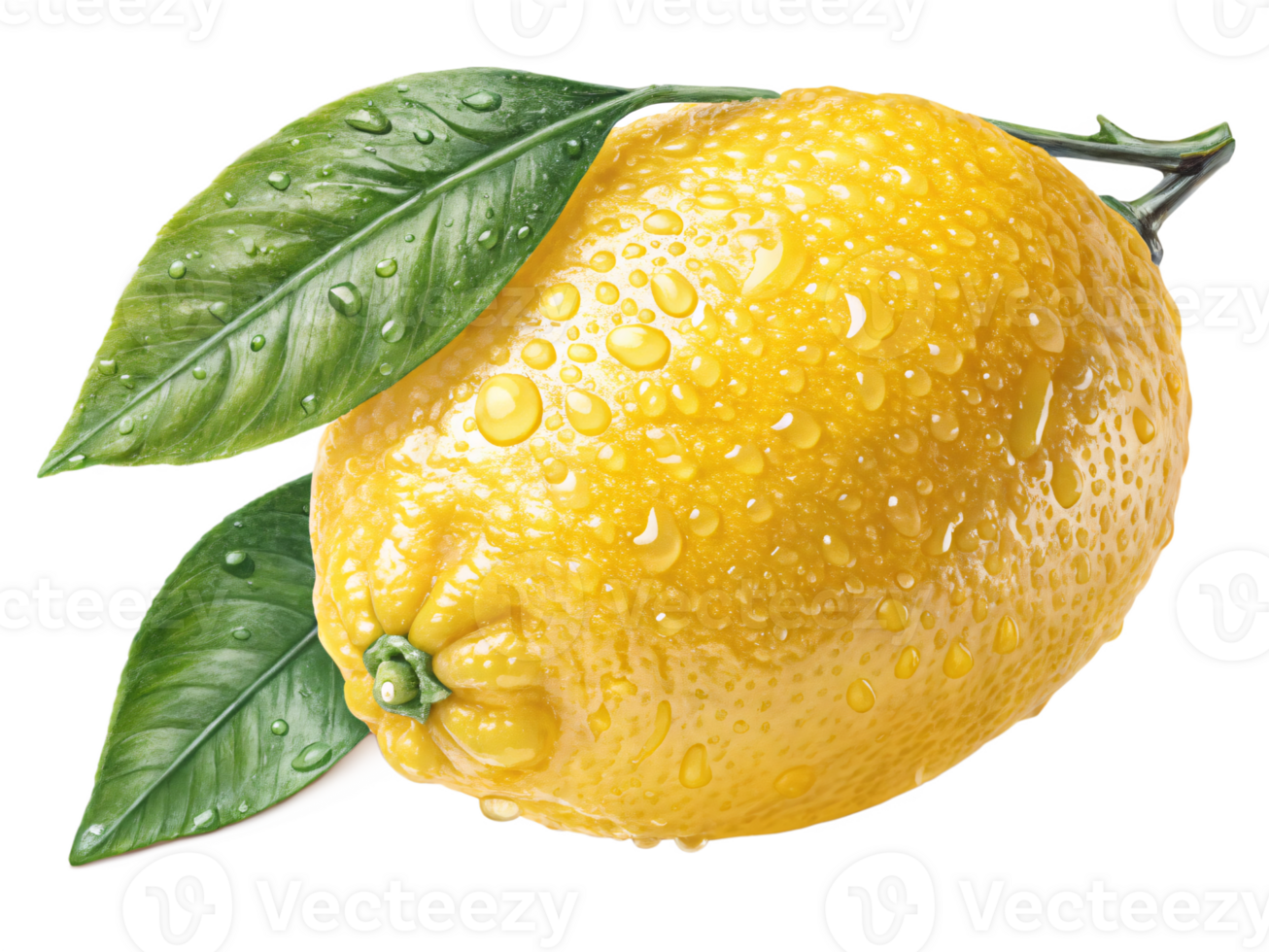 A bright yellow lemon with a textured, glossy skin and a fresh, zesty appearance. png