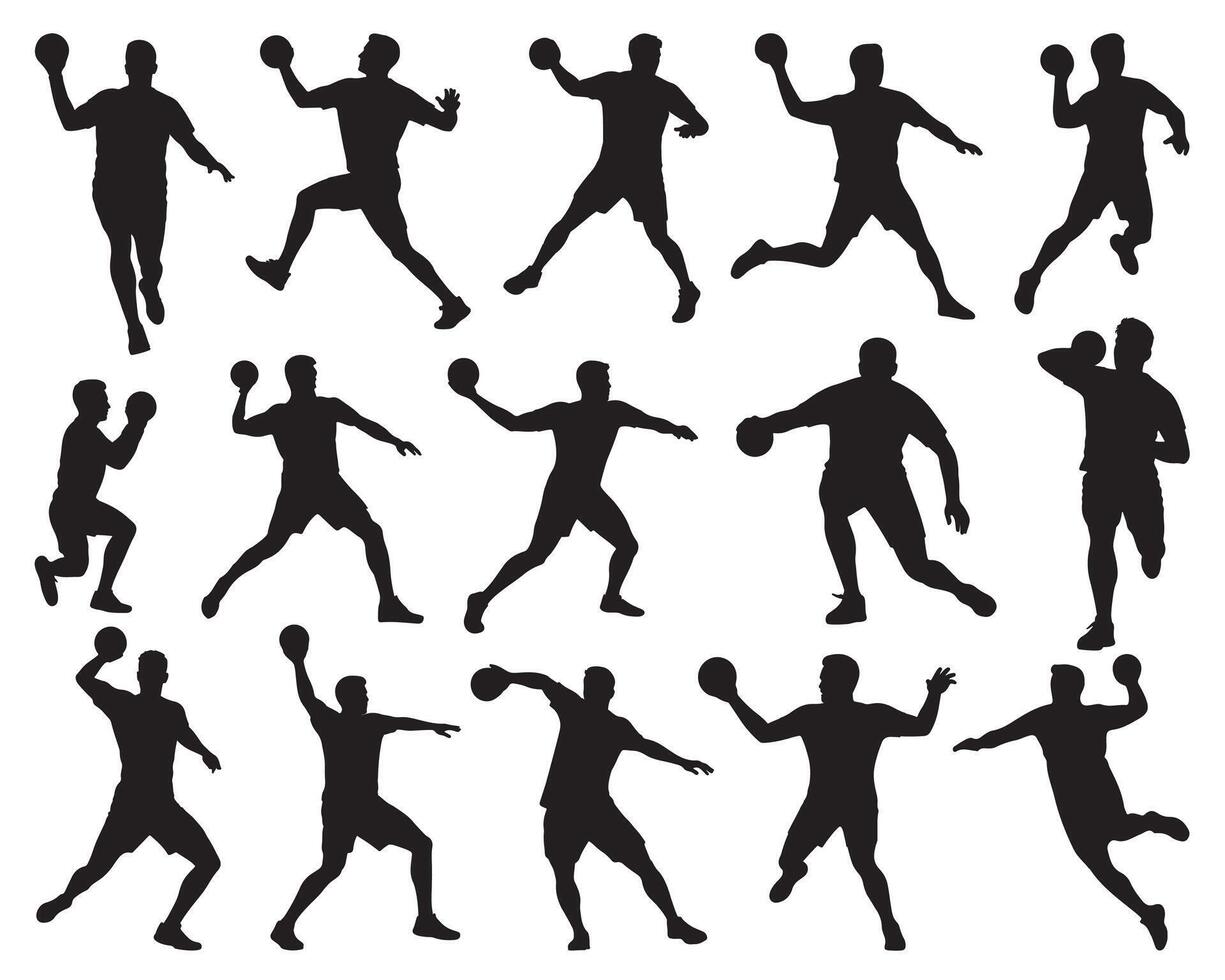 Handball players silhouette white background vector