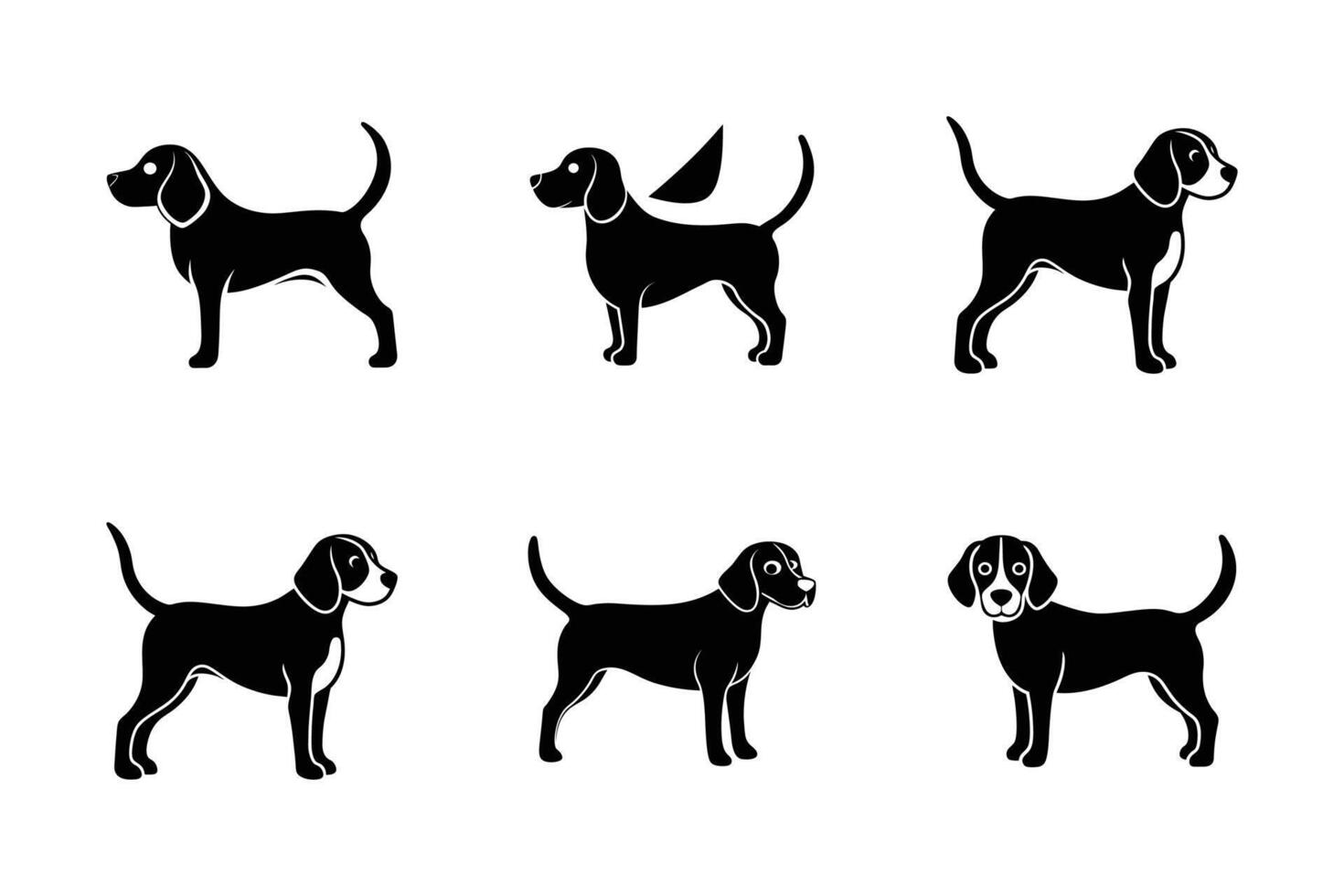 Dynamic Beagle dog silhouettes for unique artworks vector