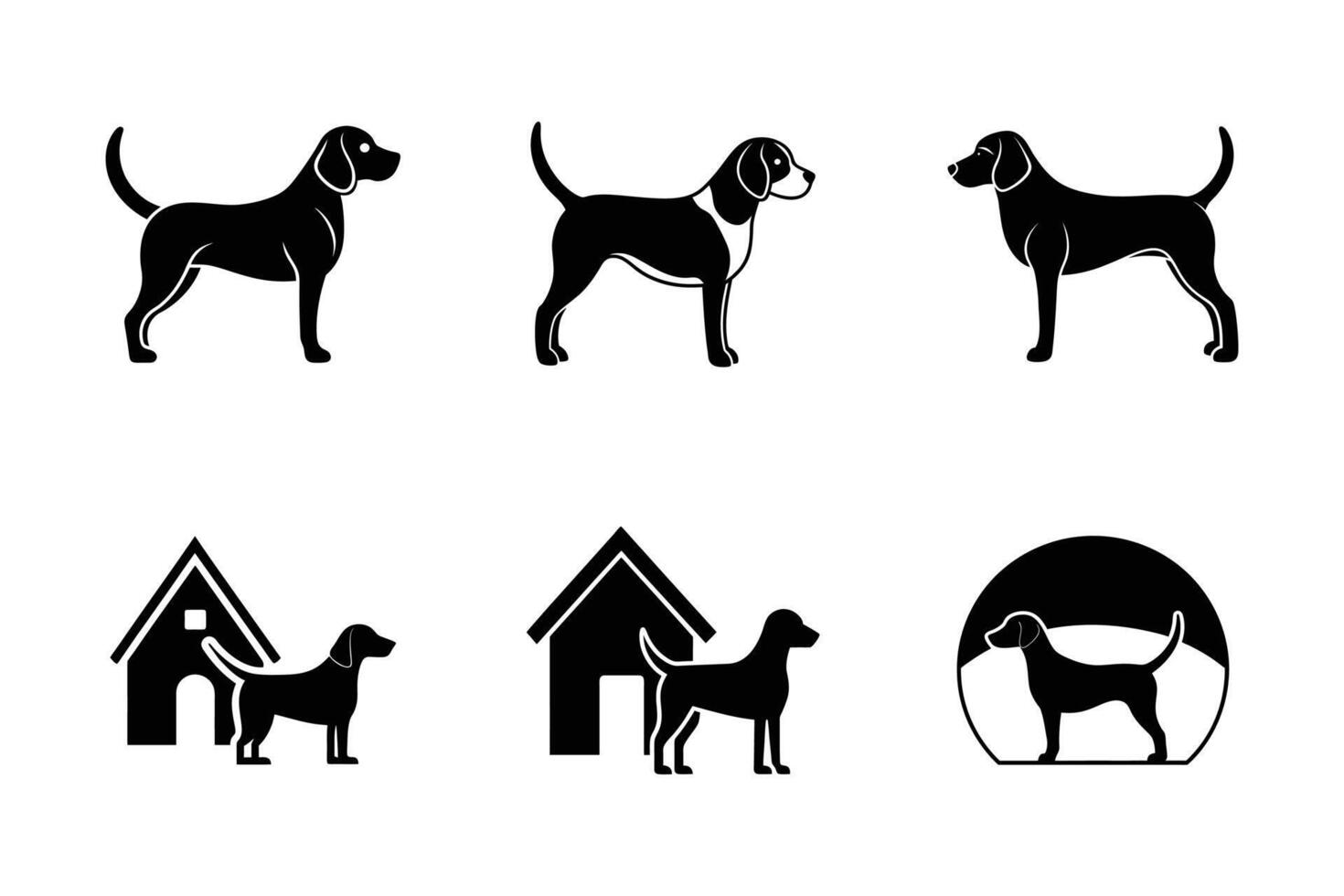 Modern Beagle silhouettes for digital illustration projects vector