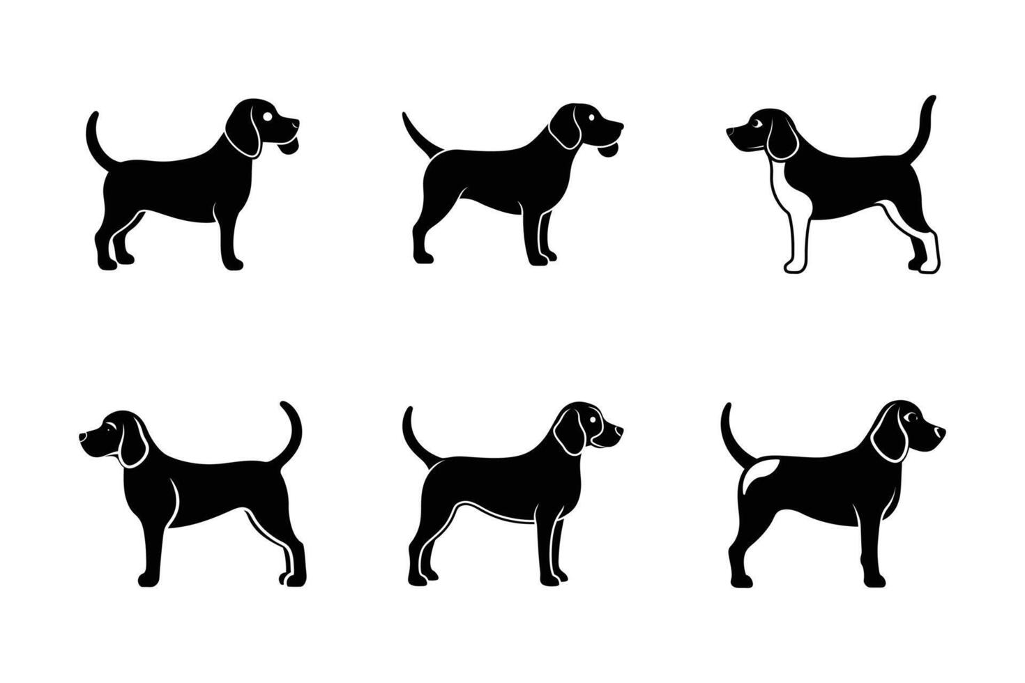 Beagle silhouette collection for pet-themed creative projects vector