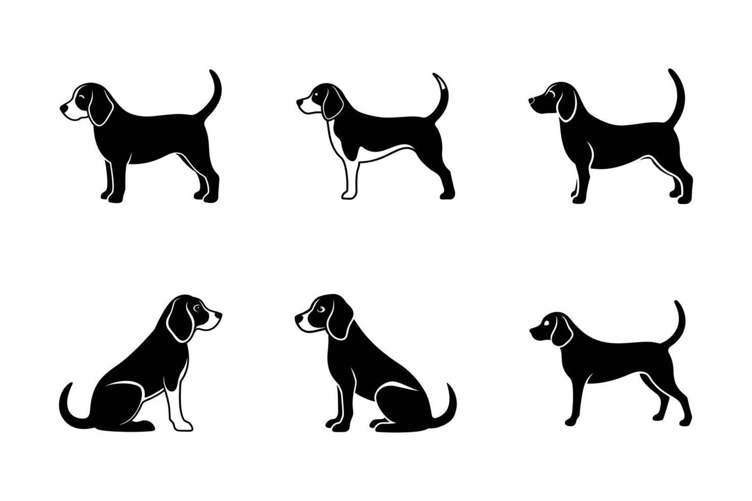 Unique Beagle silhouettes for artistic pet projects vector