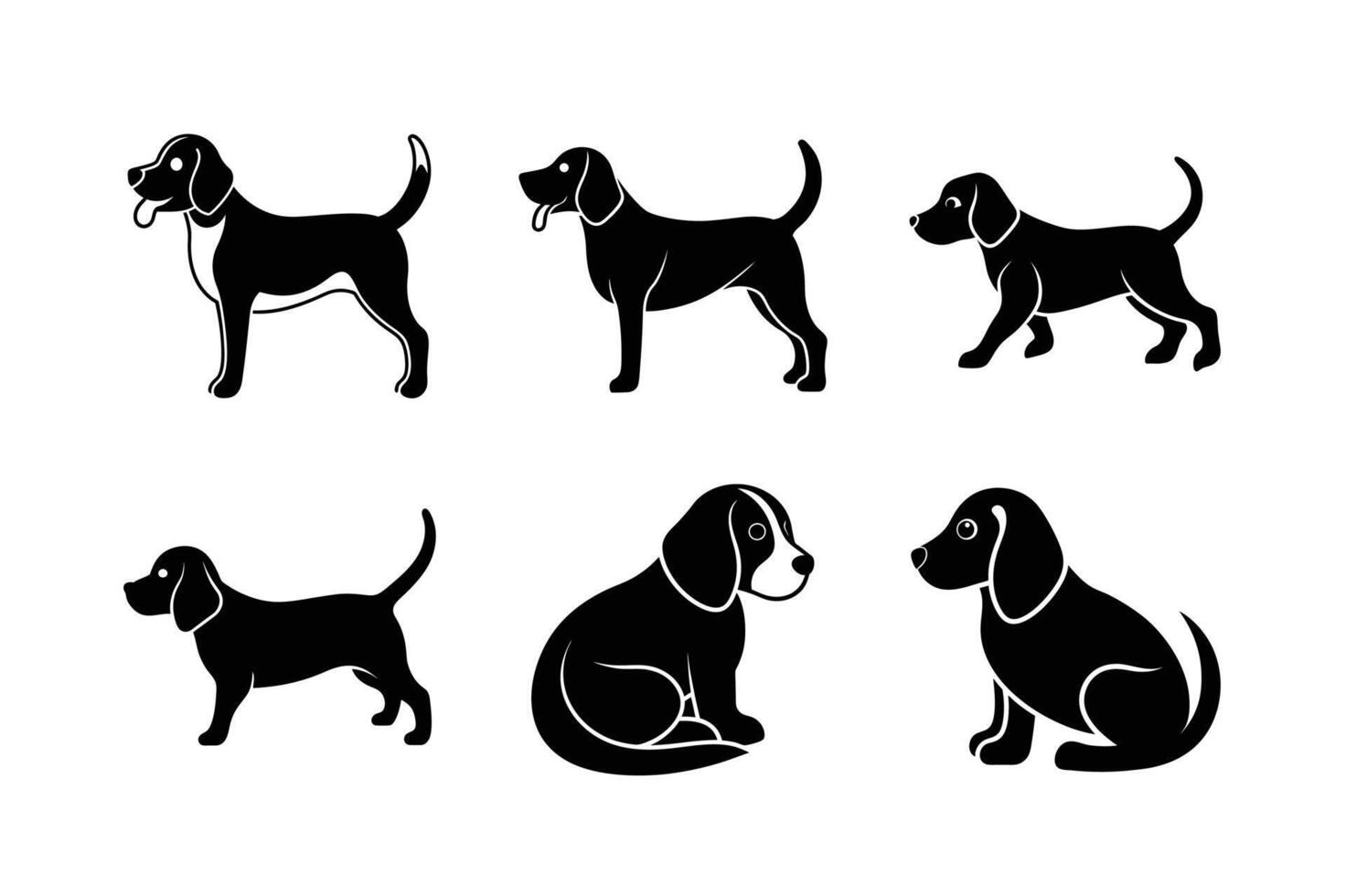 Dynamic Beagle dog silhouettes for pet branding vector