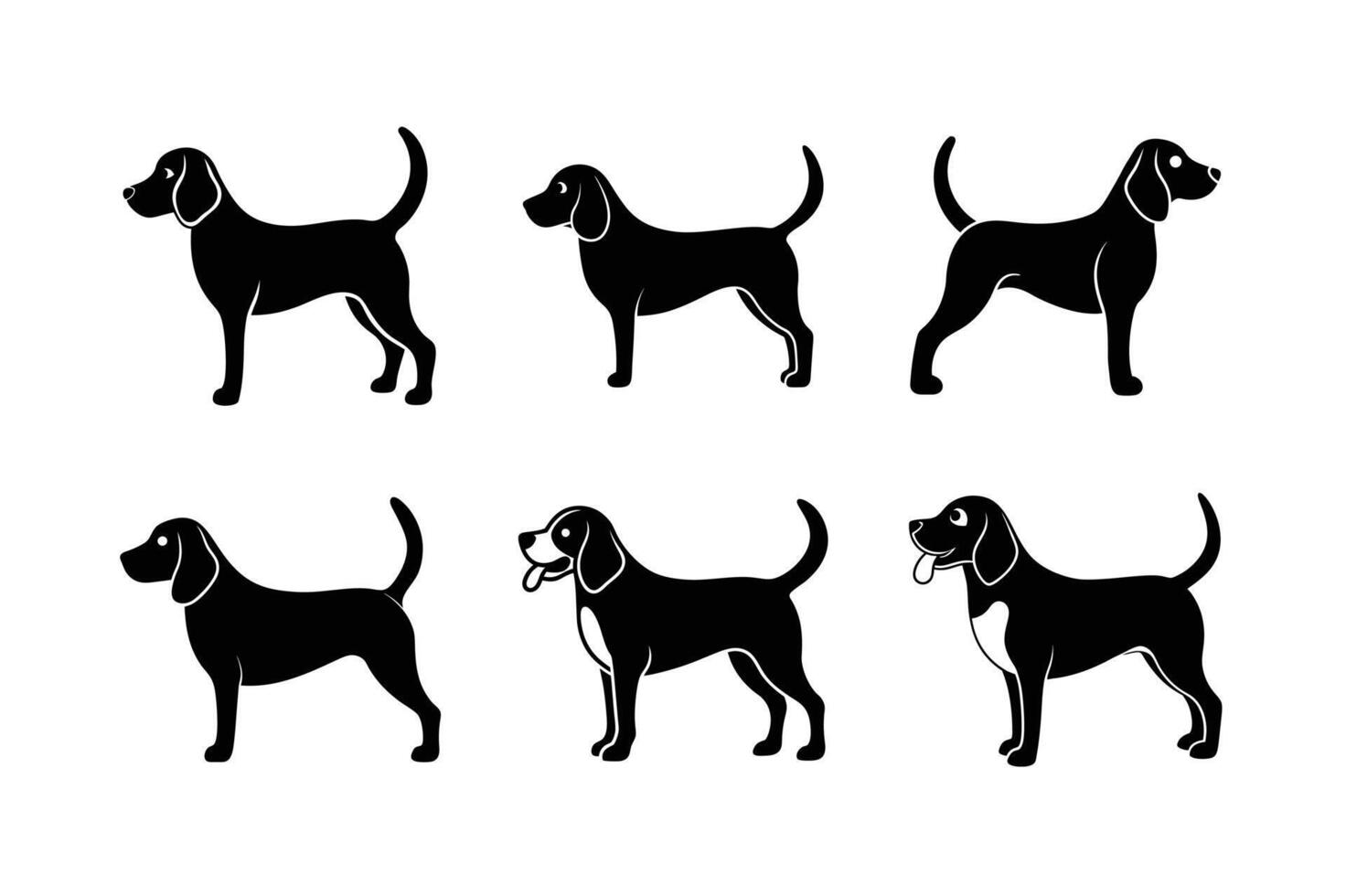 Expressive Beagle silhouettes for unique pet artwork vector