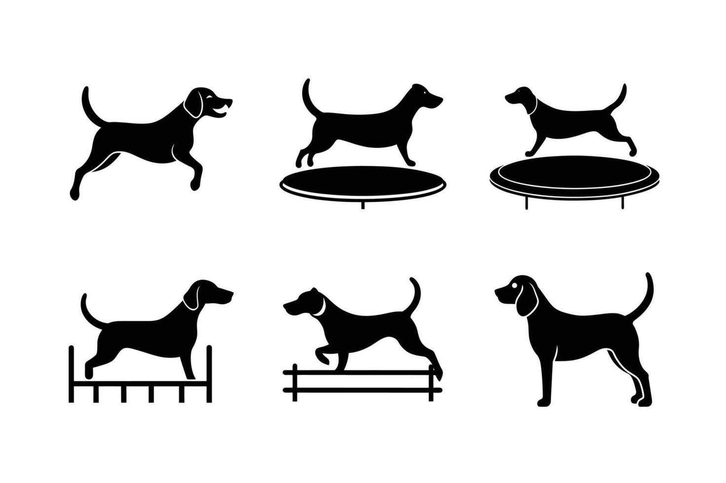 Beagle silhouette collection for creative pet projects vector