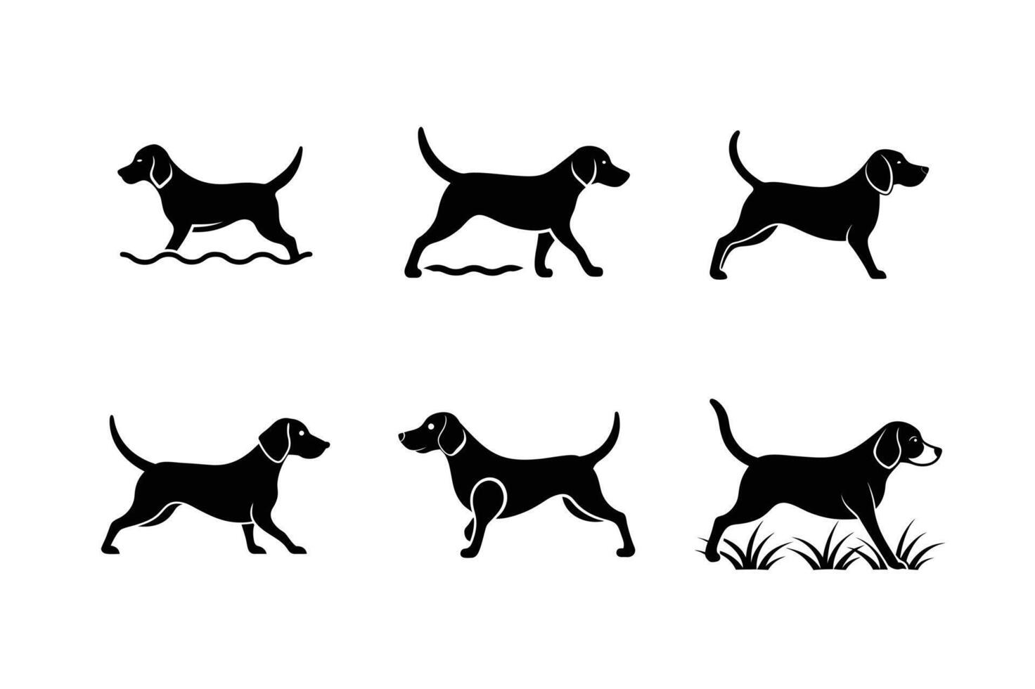 Expressive Beagle silhouettes for digital pet branding vector