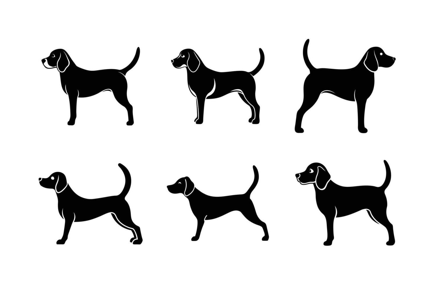 Unique Beagle silhouettes for pet-inspired projects vector