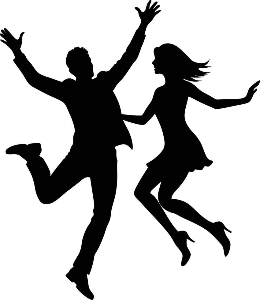 A couple jump silhouette illustration vector