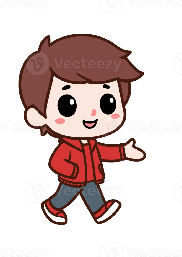 A cartoon boy walking with his hand out png