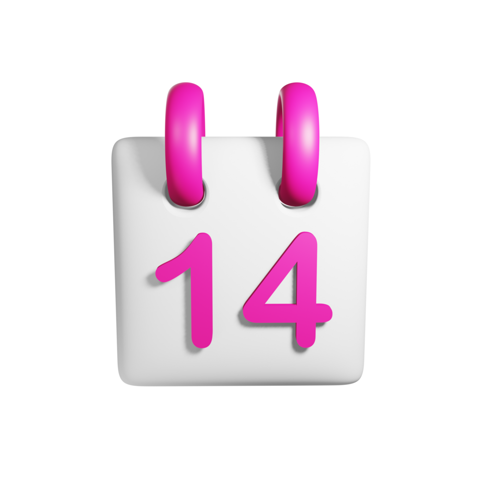 A pink calendar with the number 14 on it png