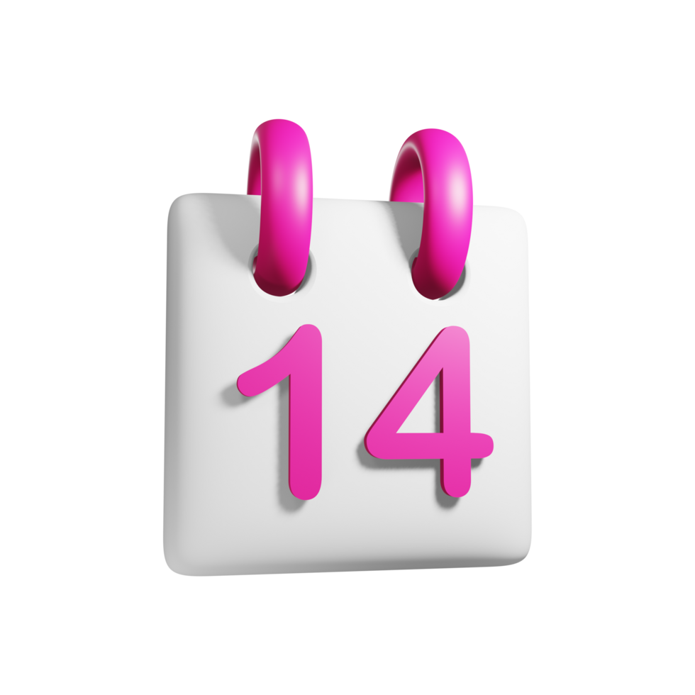 A pink calendar with the number 14 on it png