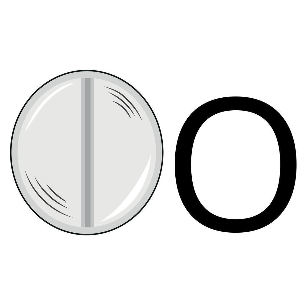 letter design in the shape of a white pill folded into an O shape vector