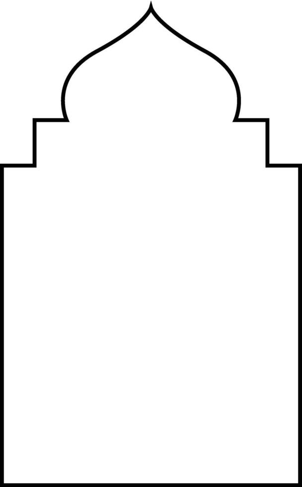 Black Outline Dome with Double Rectangle Oriental Style Islamic Frame Arches with Modern Boho for Door vector