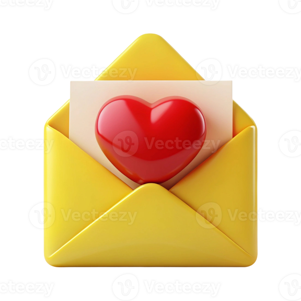 an envelope with a red heart inside on a transparent background png