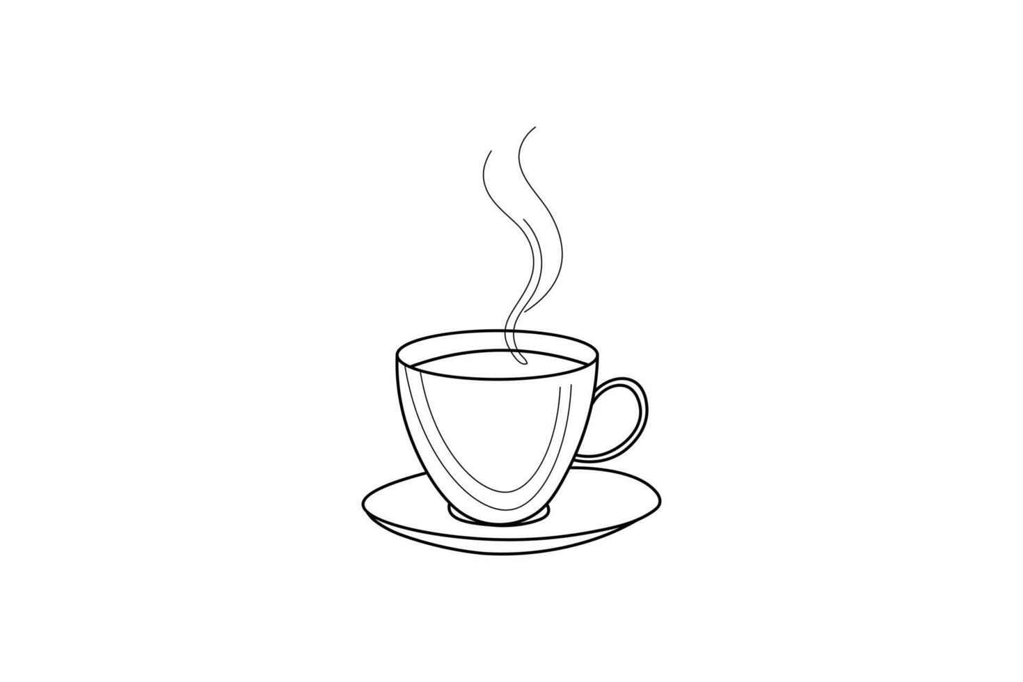 Coffee cup continuous online drawing of speech bubble isolated creative design vector