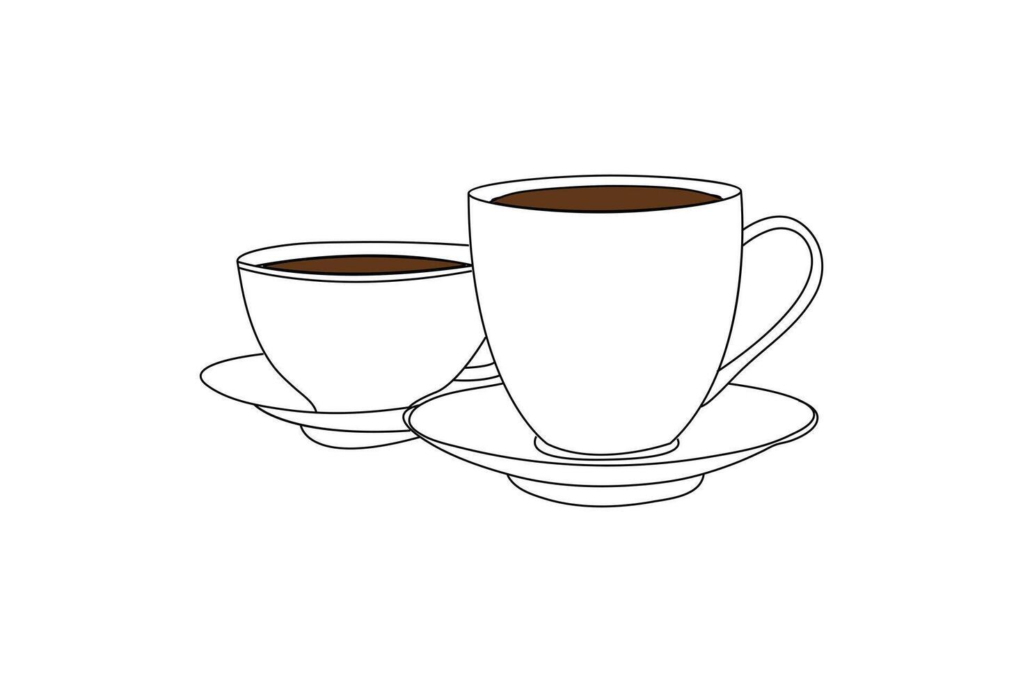 Minimalist coffee and tea cups single line art design Illustration vector