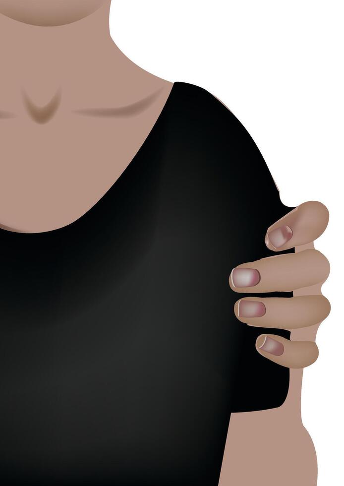 Hand gently holds a shoulder, offering comfort, support, and understanding in a moment of need vector