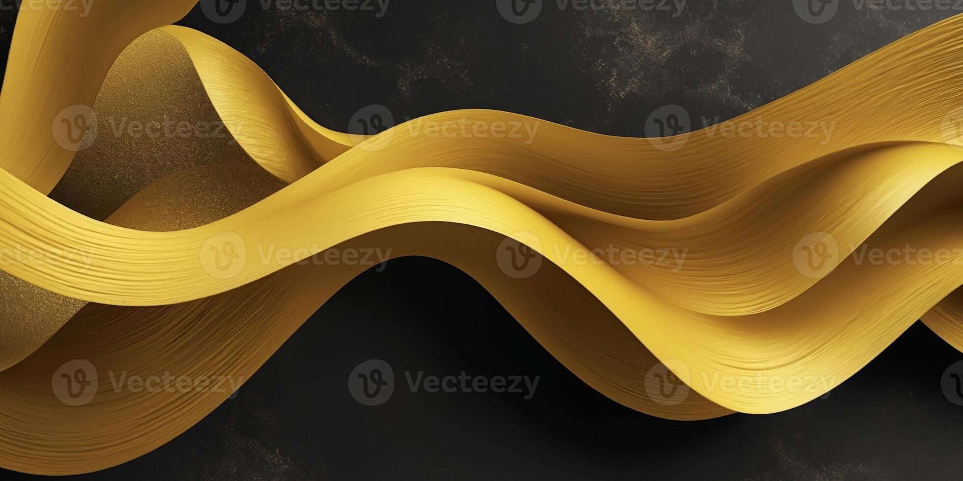 a yellow gold abstract wavy on dark background photo