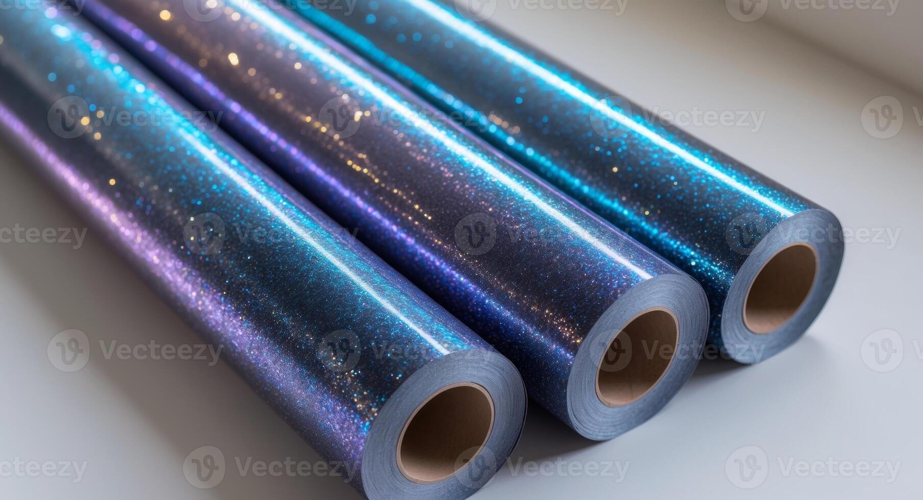 Dark Blue Glitter Paper Rolls with Iridescent Sparkle photo