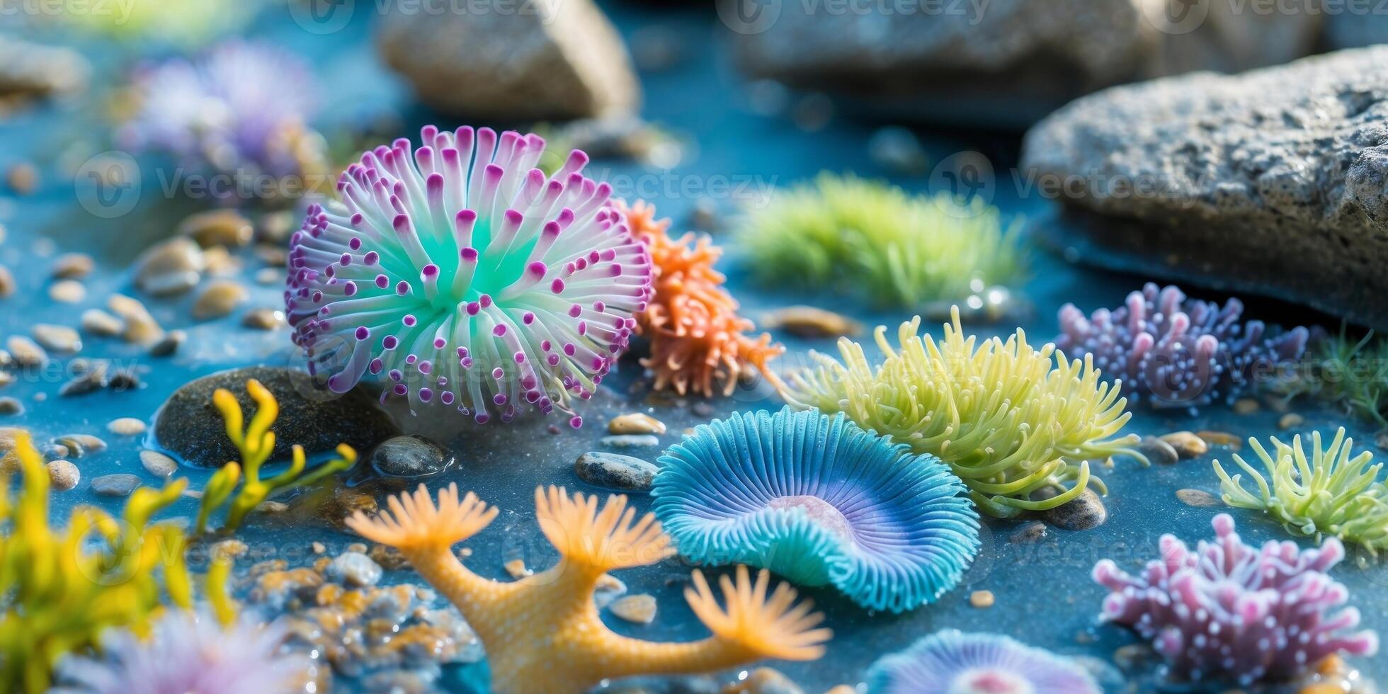 Colorful Marine Life in Tide Pools at Coastal Setting. photo