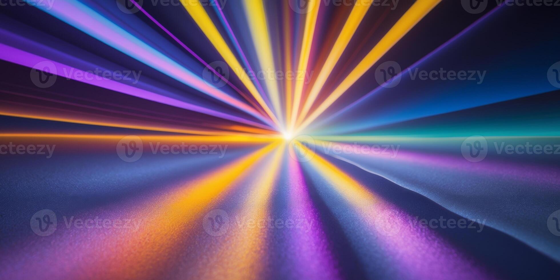 Colorful Light Rays on Dark Surface Creating a Vibrant Background photo