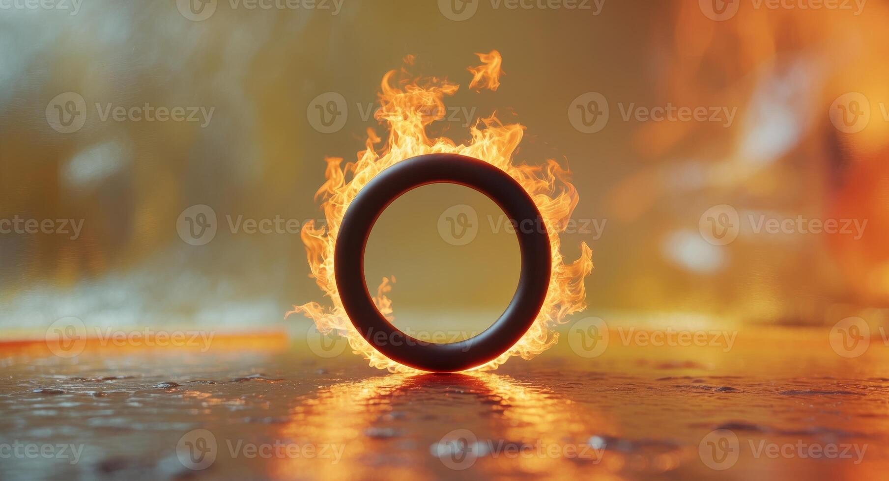 Fiery Letter O Flaming Ring Abstract Design Hot Background. photo