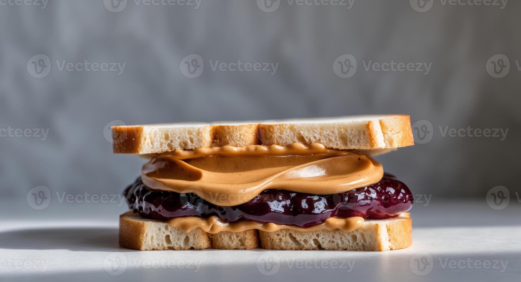 A confident peanut butter and jelly sandwich photo