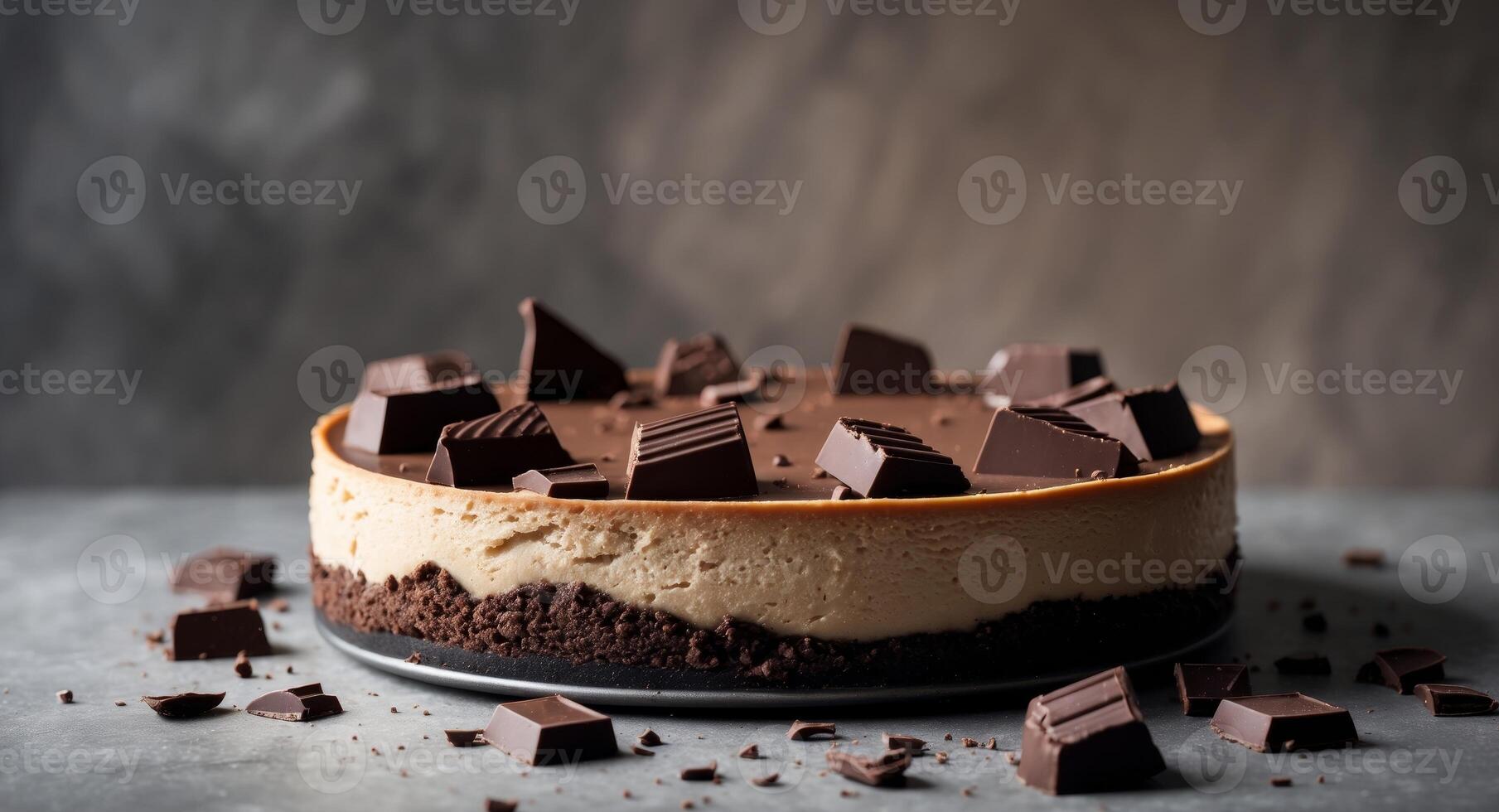 Decadent Chocolate Cheesecake with Dark Chocolate Pieces photo