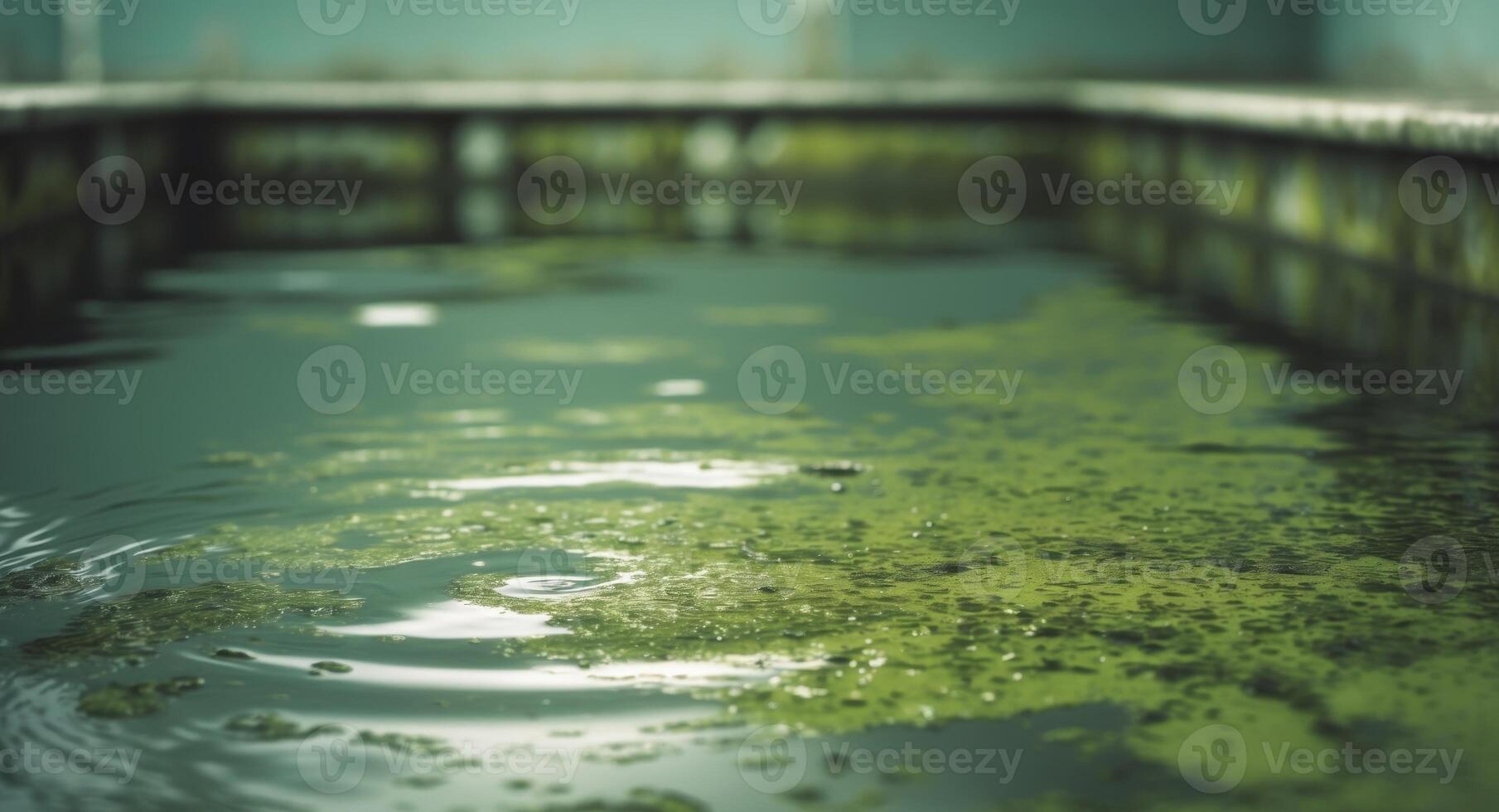 Close up of green pool water caused by presence of algae photo