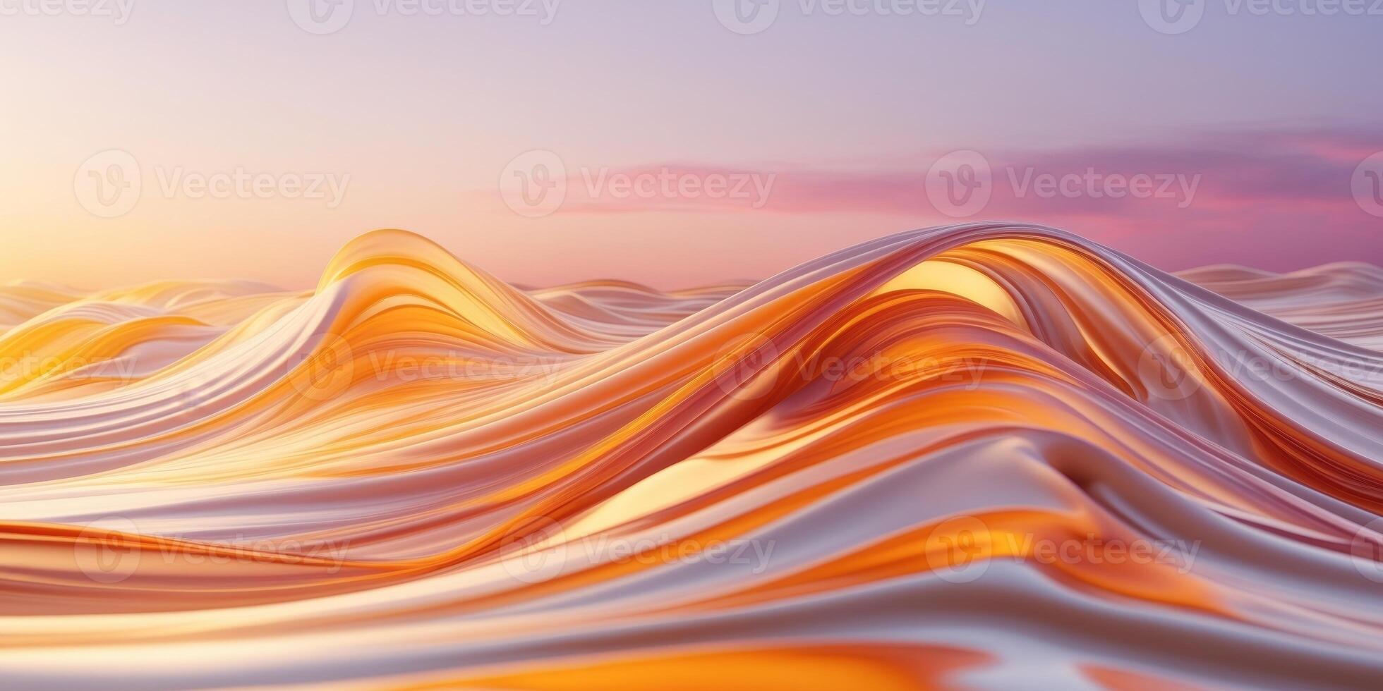 Vibrant Fluid Waves of Warm Hues on a Sunset Gradient Background photo
