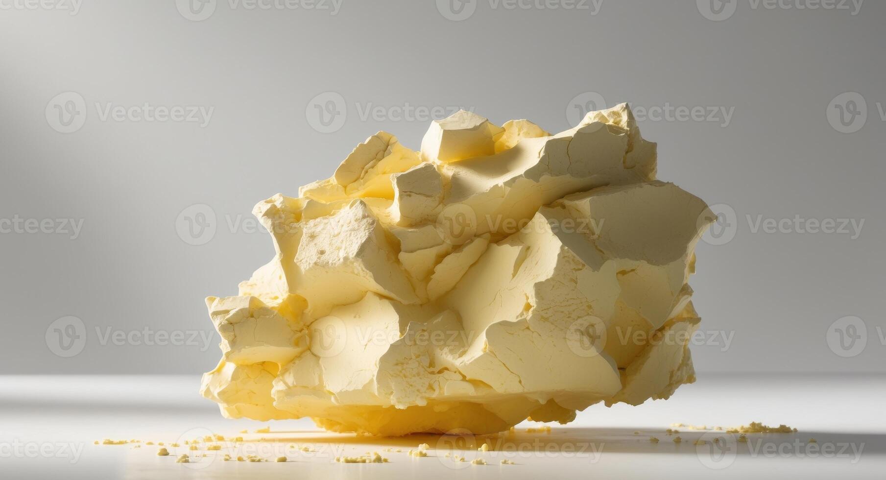 Creamy yellow substance with textured surface and chunks visible in design photo