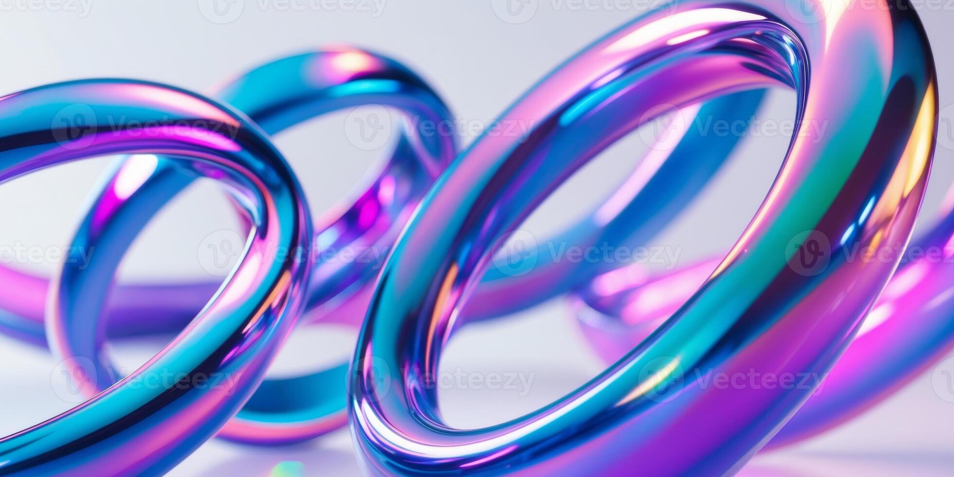 Dynamic Abstract Composition of Swirling Glossy Rings in Blue and Purple Shades with Gradient Effect photo