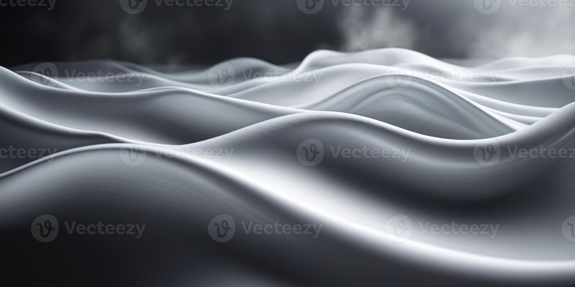 Dark abstract background with smooth satin waves flowing gently. photo