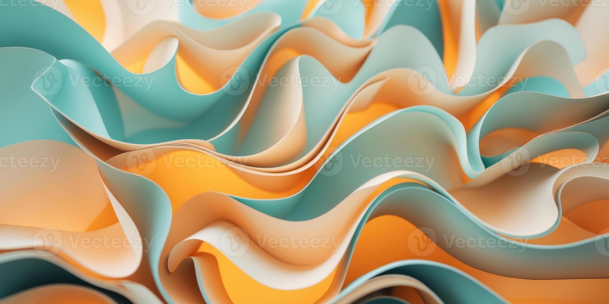 Abstract flowing lines of golden orange and teal create a dynamic and luxurious backdrop. photo