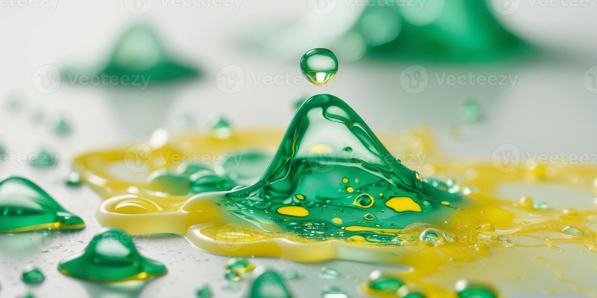 Abstract Green and Yellow Water Droplets Texture photo