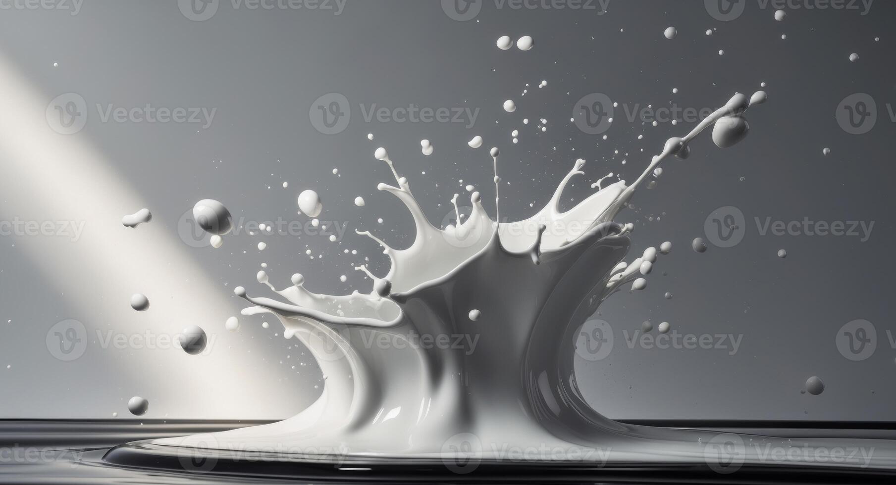 Milk splashing and creating a dynamic liquid sculpture on a smooth background photo