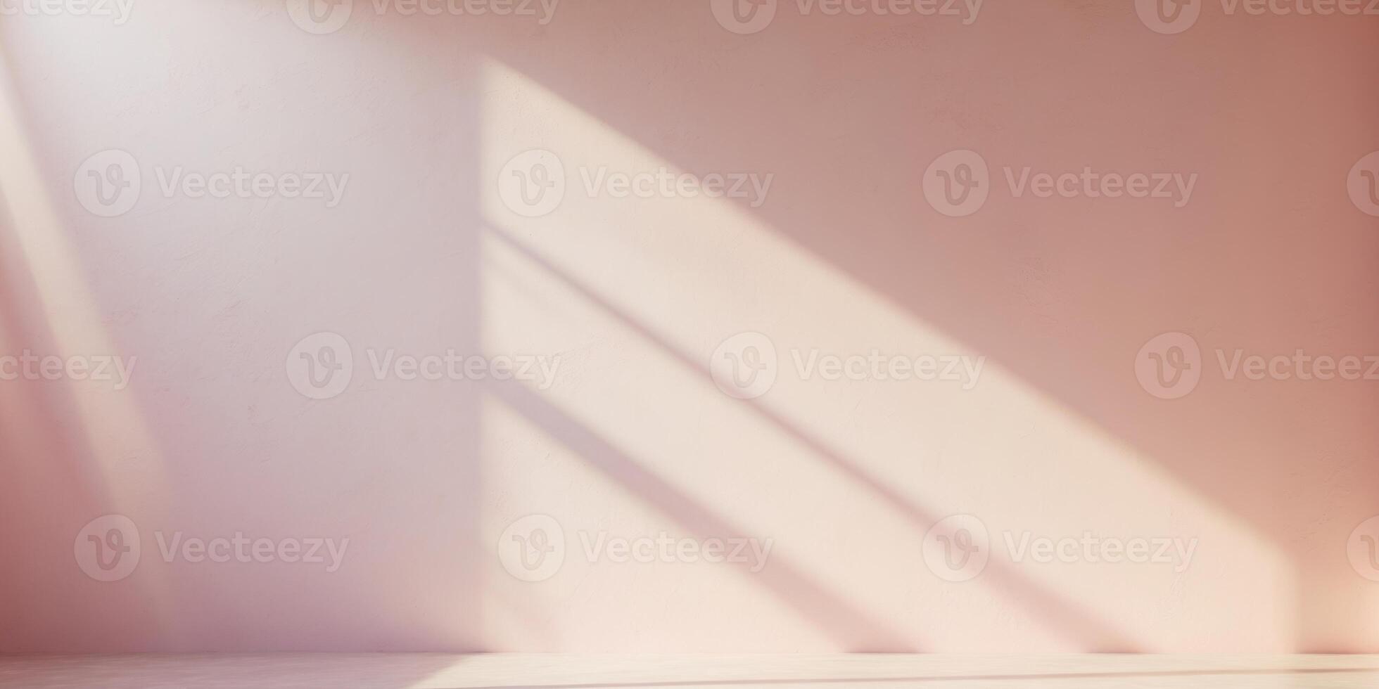 Pink Wall Background With Soft Sunlight Rays photo